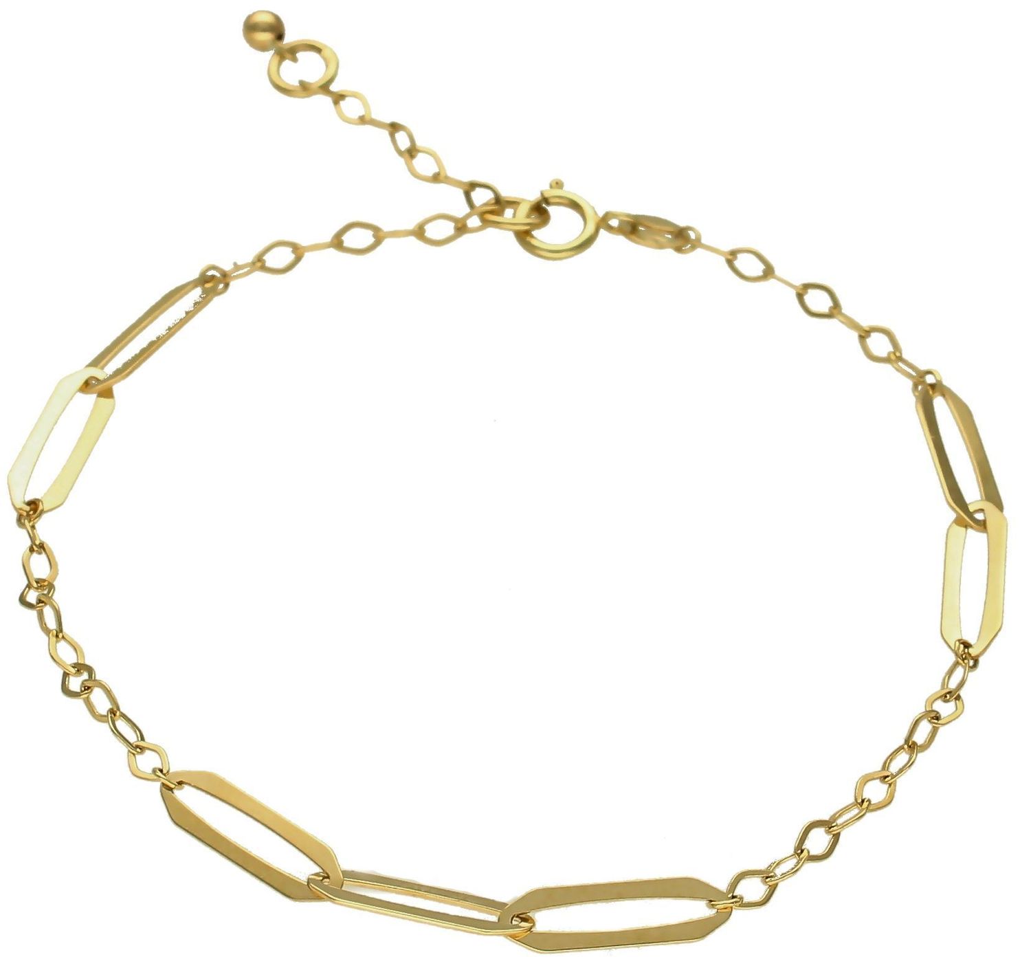 Złota bransoletka damska 375 celebrytka z podłużnymi ogniwkami BR 6832 375. Złota bransoletka damska. Złota bransoletka próby 375. Bransoletka złota damska delikatna celebrytka. Bransoletka złota celebrytka idealna na p (1).jpg